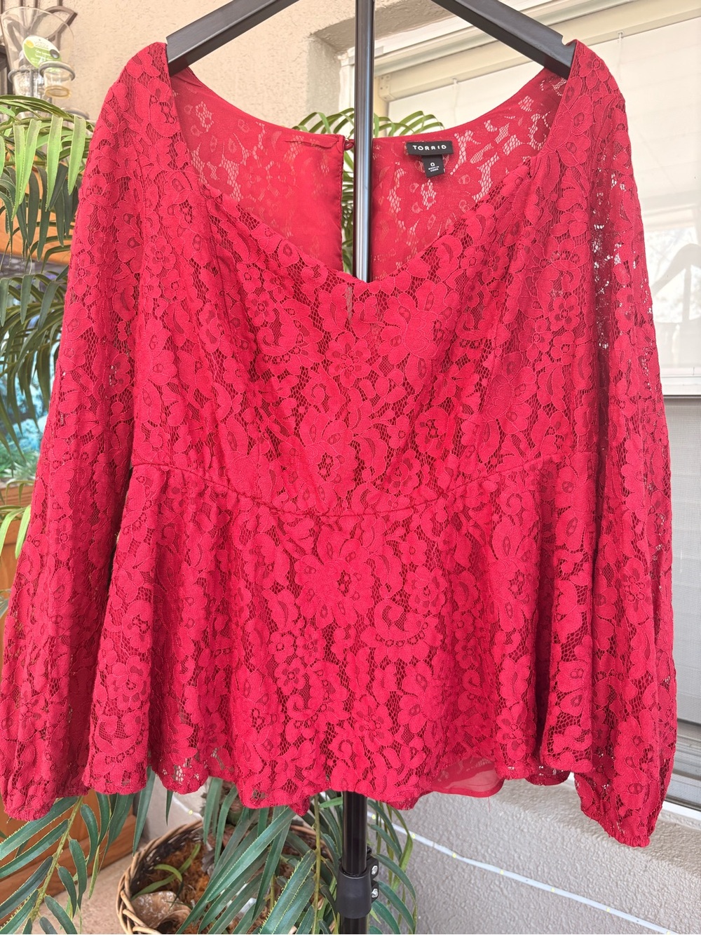 torrid Red Floral Lace Peplum Blouse